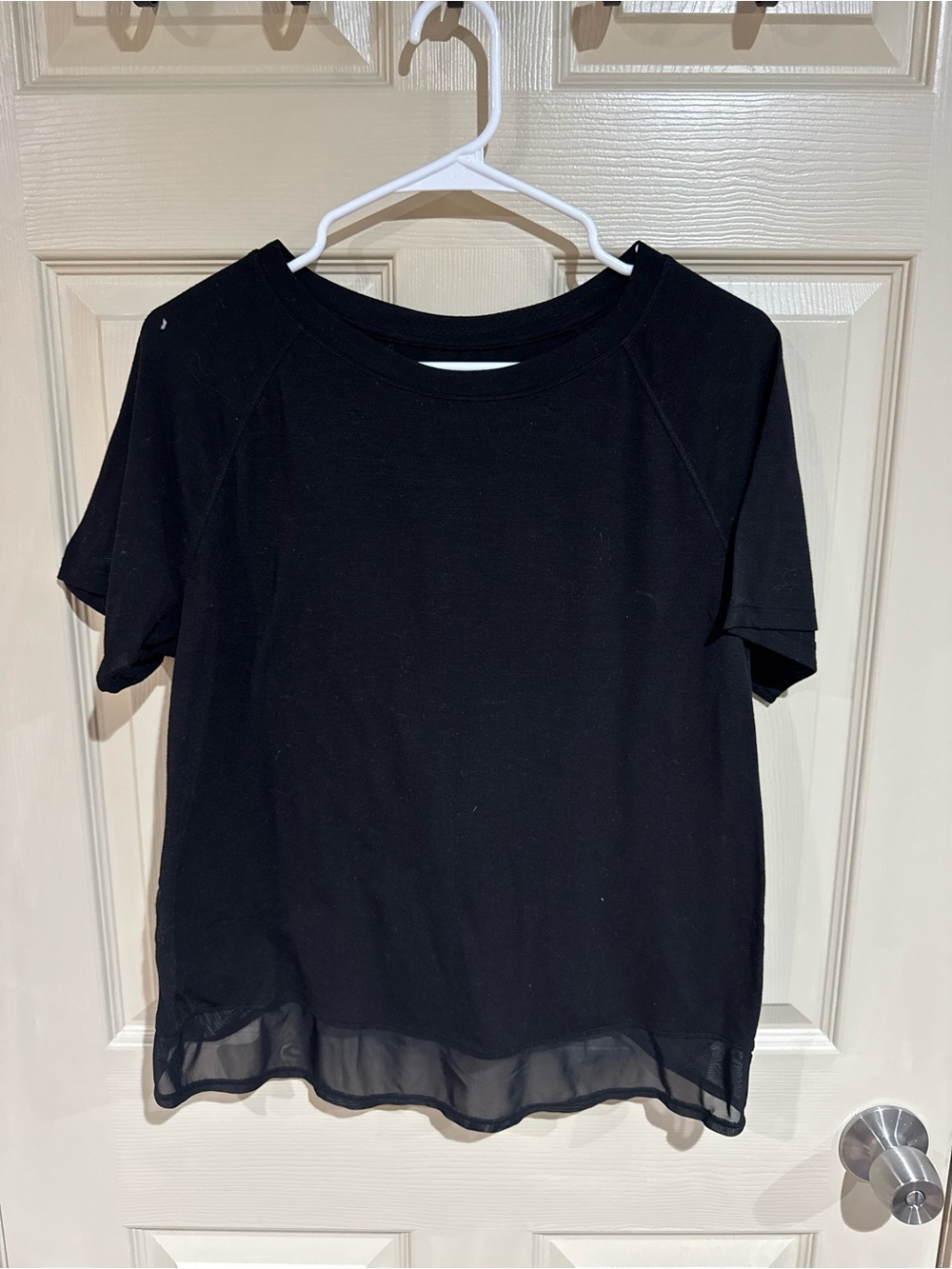 Avia Black Short-Sleeve Tee with Sheer Hem